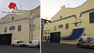 Rotulación y pintado nave Empresa Vivas en León
